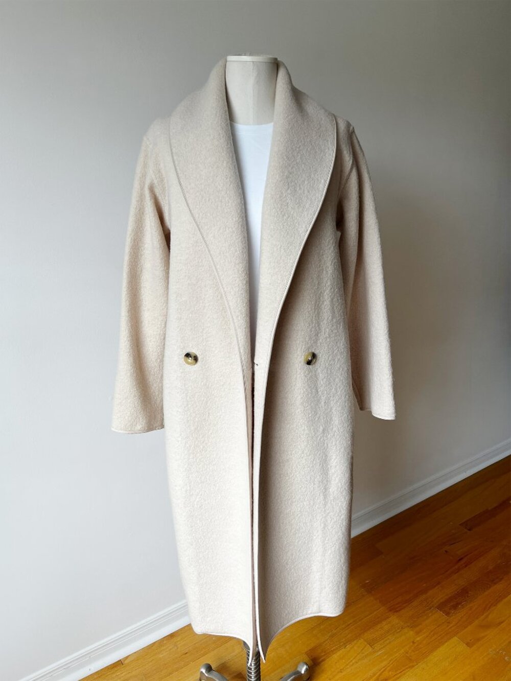 Aritzia Wilfred Charlize 100% Merino Wool Coat XS Heather Bone